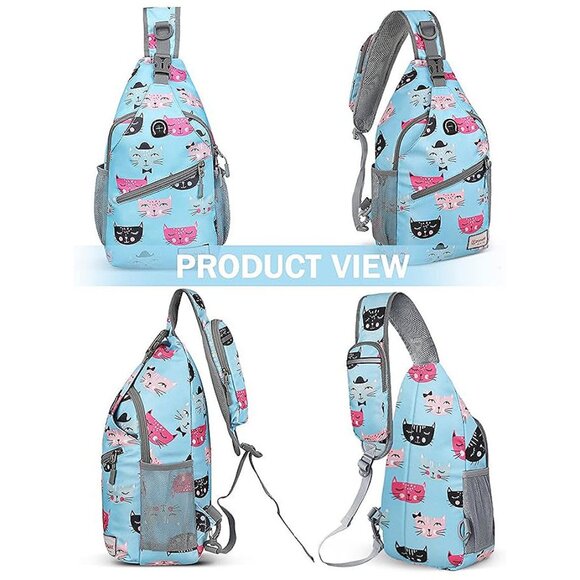 Sling Bag for Women Men:Small Crossbody Sling Backpack - Mini Cat's Head Light B - Picture 6 of 8